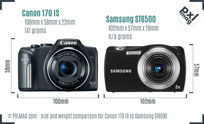 Canon 170 IS vs Samsung ST6500 size comparison