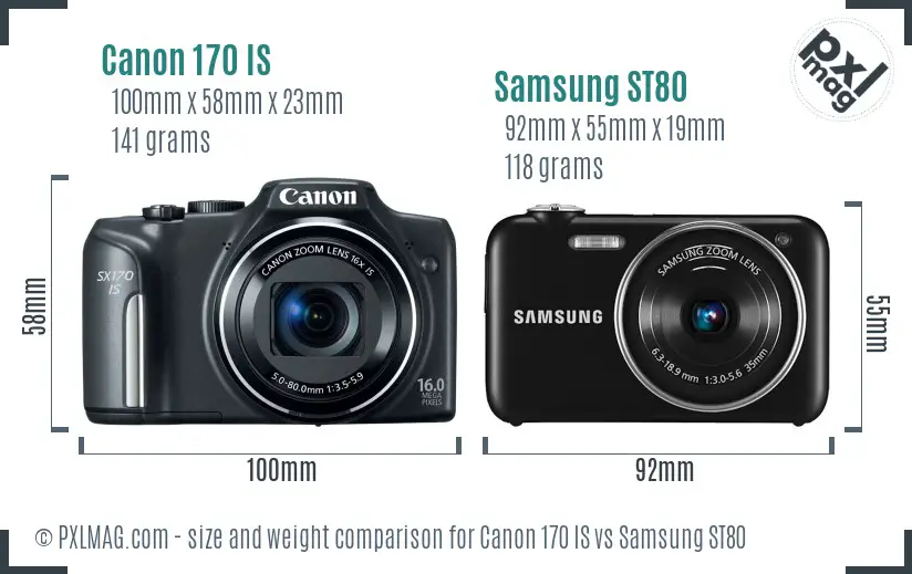 Canon 170 IS vs Samsung ST80 size comparison