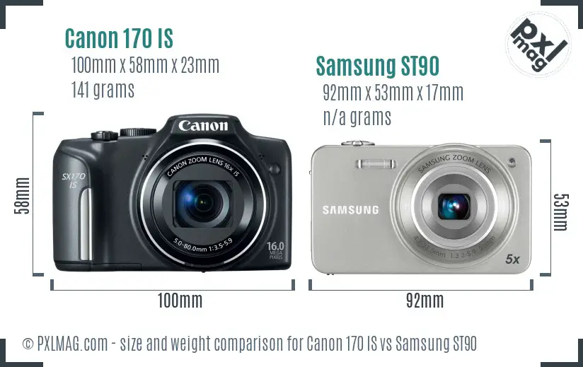 Canon 170 IS vs Samsung ST90 size comparison