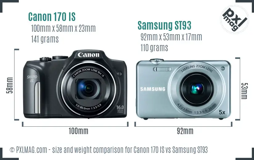 Canon 170 IS vs Samsung ST93 size comparison