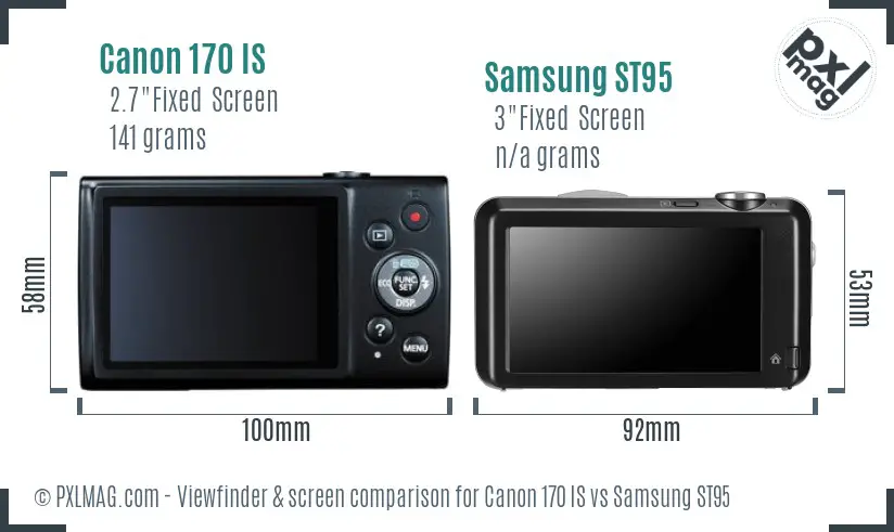Canon 170 IS vs Samsung ST95 Screen and Viewfinder comparison