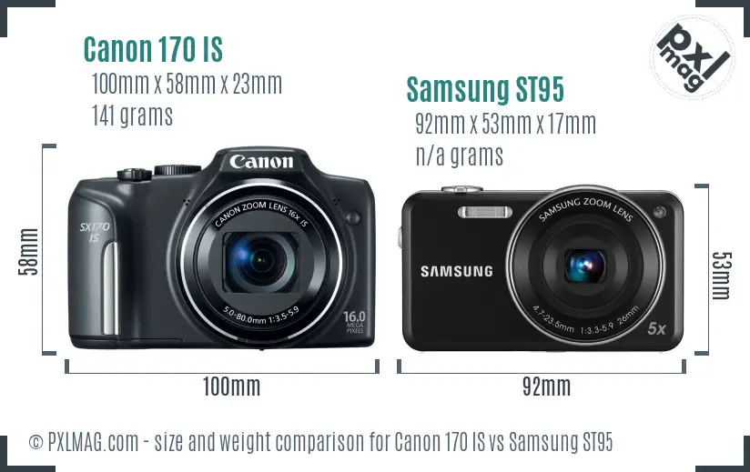 Canon 170 IS vs Samsung ST95 size comparison