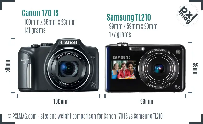 Canon 170 IS vs Samsung TL210 size comparison