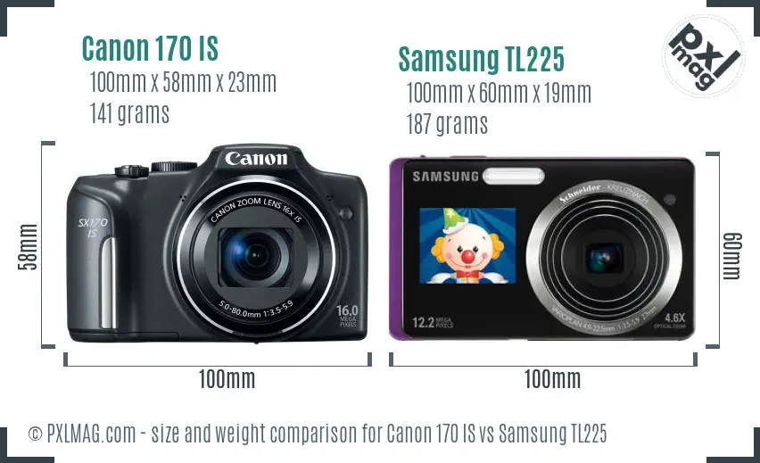 Canon 170 IS vs Samsung TL225 size comparison