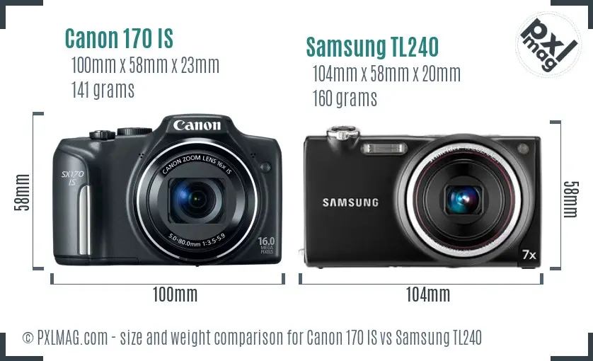 Canon 170 IS vs Samsung TL240 size comparison