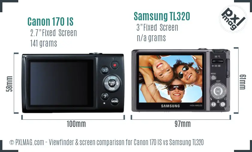 Canon 170 IS vs Samsung TL320 Screen and Viewfinder comparison