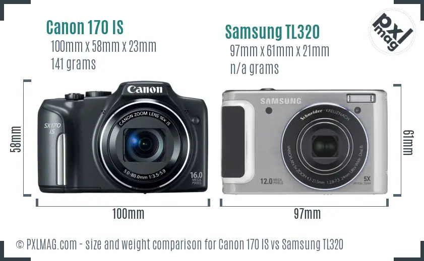 Canon 170 IS vs Samsung TL320 size comparison