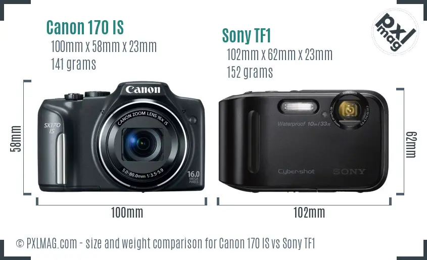 Canon 170 IS vs Sony TF1 size comparison