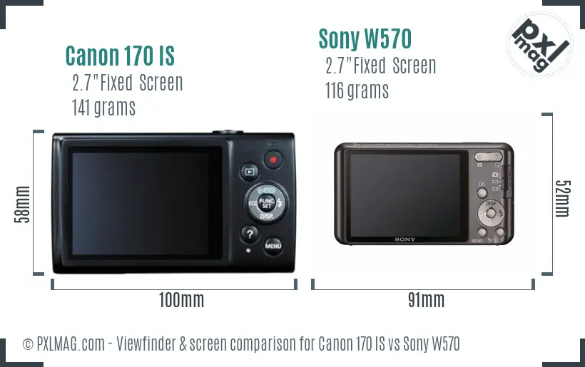 Canon 170 IS vs Sony W570 Screen and Viewfinder comparison