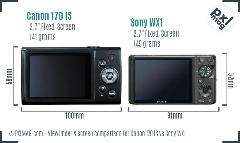 Canon 170 IS vs Sony WX1 Screen and Viewfinder comparison