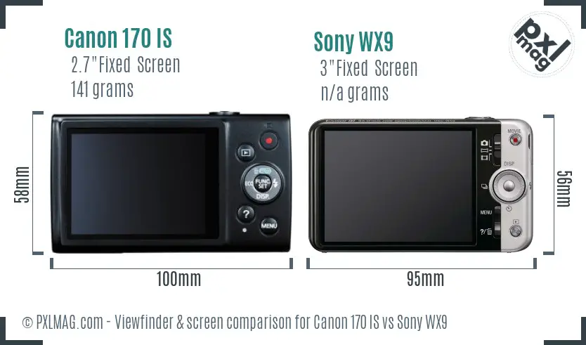 Canon 170 IS vs Sony WX9 Screen and Viewfinder comparison