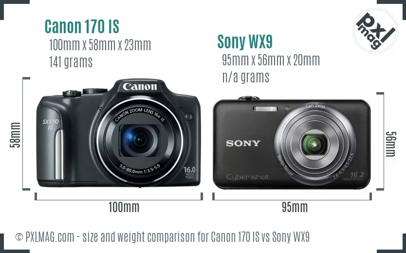 Canon 170 IS vs Sony WX9 size comparison
