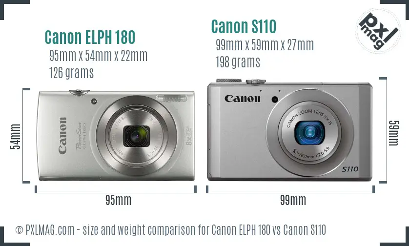 Canon ELPH 180 vs Canon S110 size comparison Canon ELPH 180 vs Canon S110 size comparison
