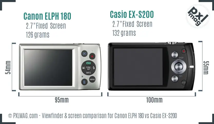 Canon ELPH 180 vs Casio EX-S200 Screen and Viewfinder comparison