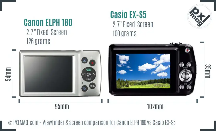 Canon ELPH 180 vs Casio EX-S5 Screen and Viewfinder comparison Canon ELPH 180 vs Casio EX-S5 Screen and Viewfinder comparison