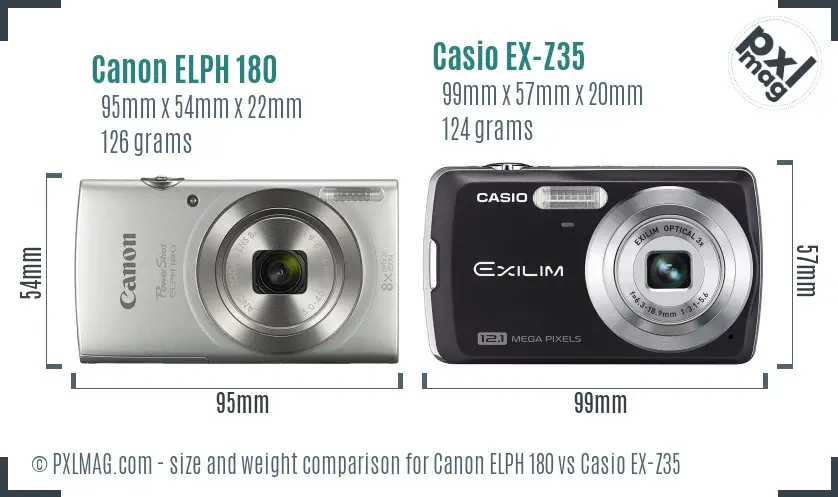 Canon ELPH 180 vs Casio EX-Z35 size comparison