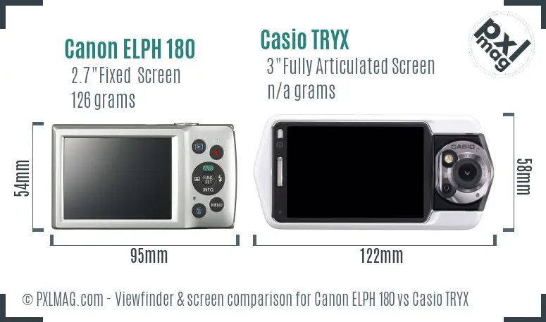 Canon ELPH 180 vs Casio TRYX Screen and Viewfinder comparison