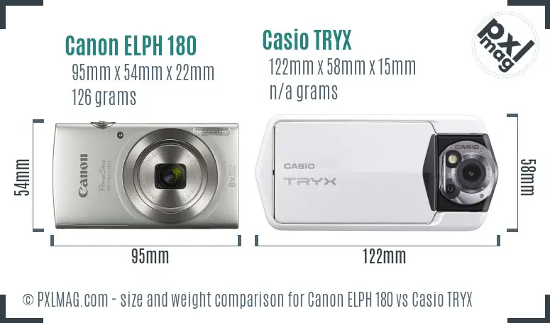 Canon ELPH 180 vs Casio TRYX size comparison