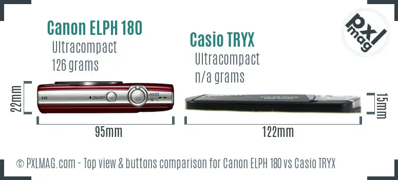 Canon ELPH 180 vs Casio TRYX top view buttons comparison