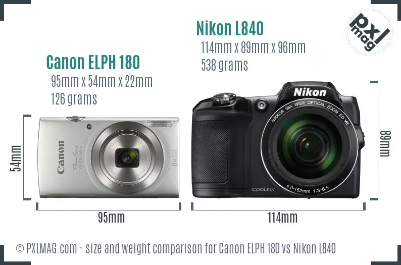 Canon ELPH 180 vs Nikon L840 size comparison