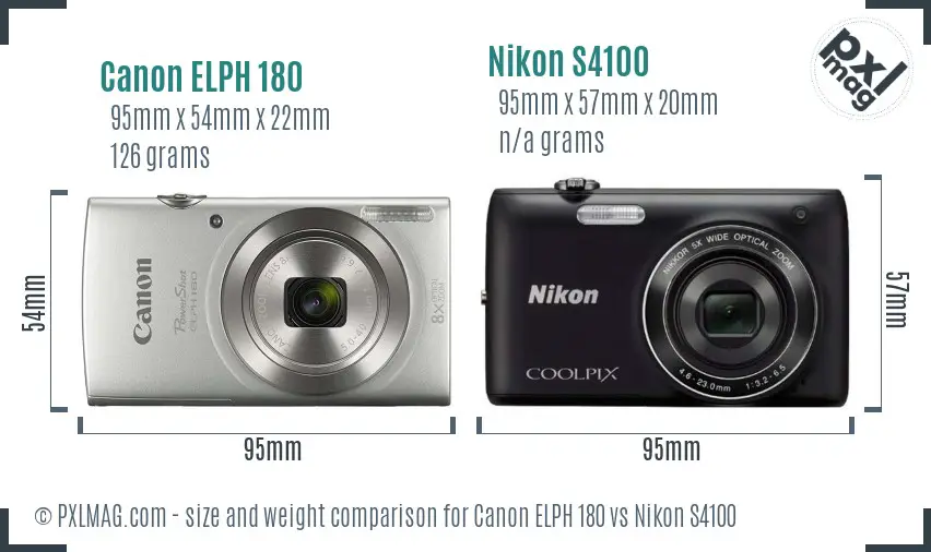 Canon ELPH 180 vs Nikon S4100 size comparison