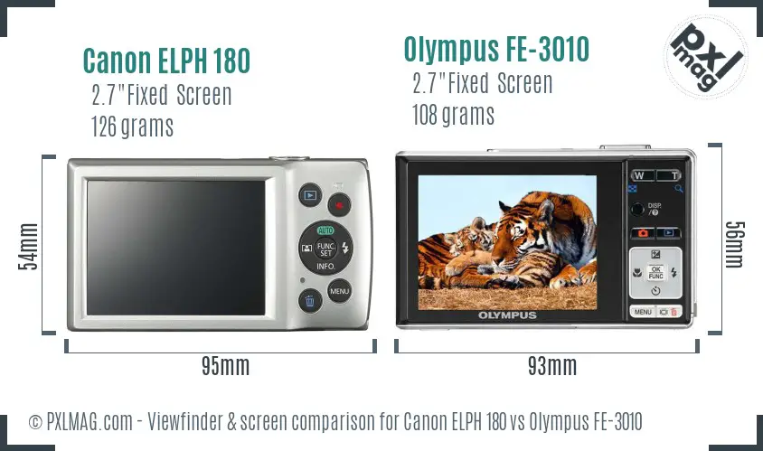 Canon ELPH 180 vs Olympus FE-3010 Screen and Viewfinder comparison Canon ELPH 180 vs Olympus FE-3010 Screen and Viewfinder comparison