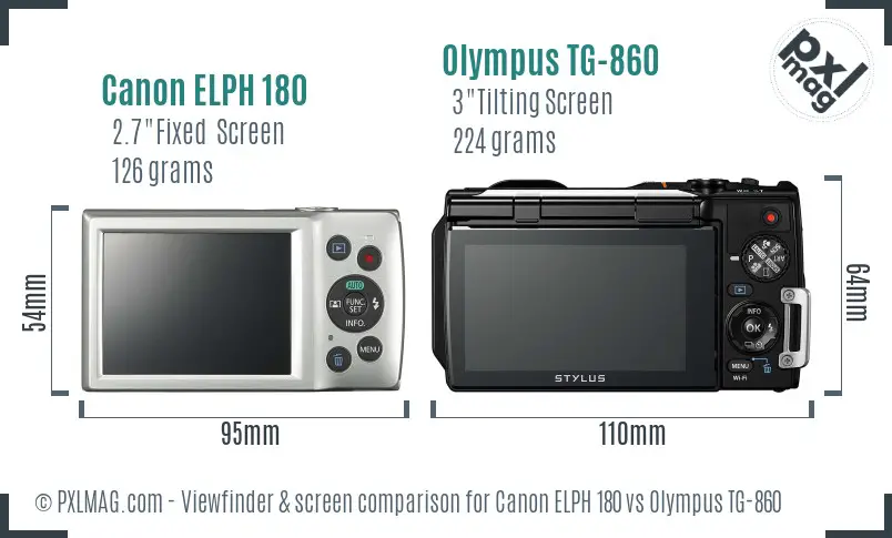 Canon ELPH 180 vs Olympus TG-860 Screen and Viewfinder comparison