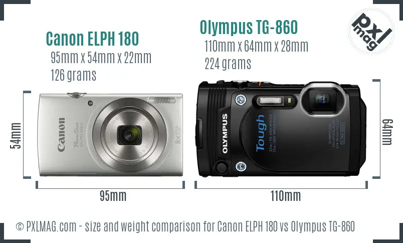 Canon ELPH 180 vs Olympus TG-860 size comparison Canon ELPH 180 vs Olympus TG-860 size comparison
