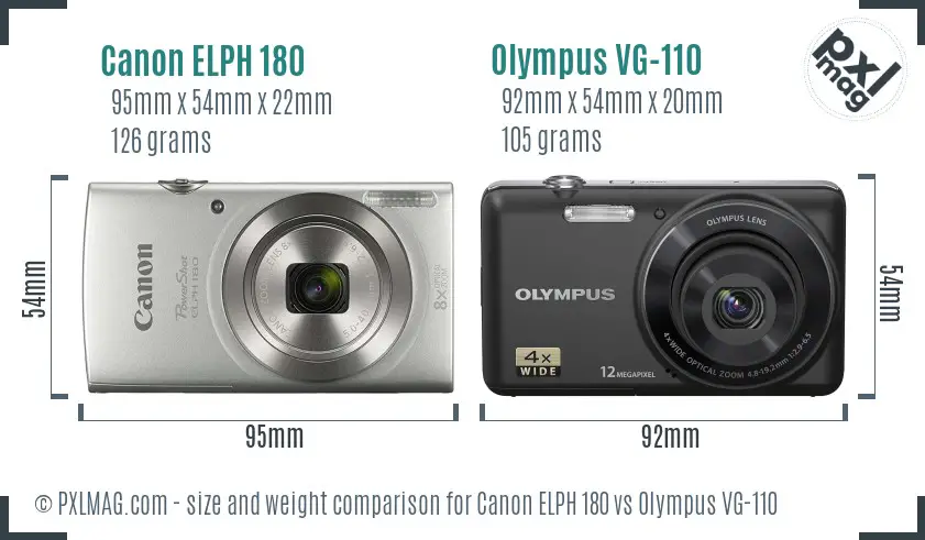 Canon ELPH 180 vs Olympus VG-110 size comparison