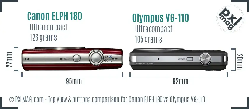 Canon ELPH 180 vs Olympus VG-110 top view buttons comparison