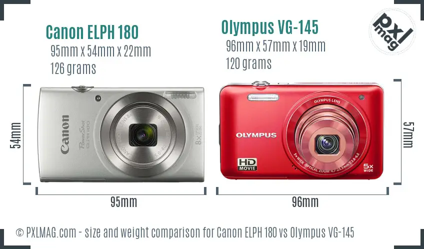 Canon ELPH 180 vs Olympus VG-145 size comparison