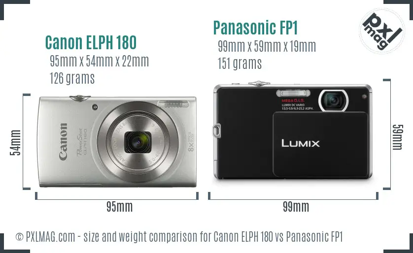 Canon ELPH 180 vs Panasonic FP1 size comparison