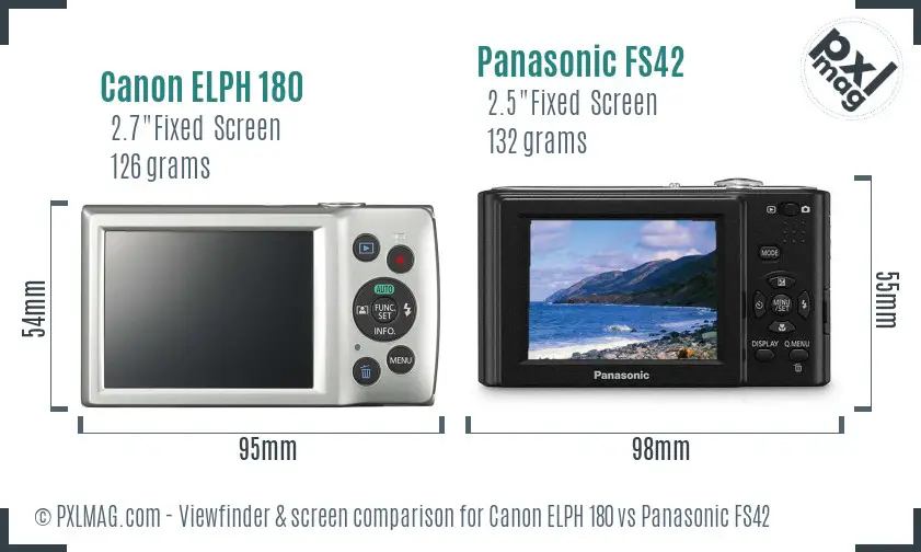 Canon ELPH 180 vs Panasonic FS42 Screen and Viewfinder comparison
