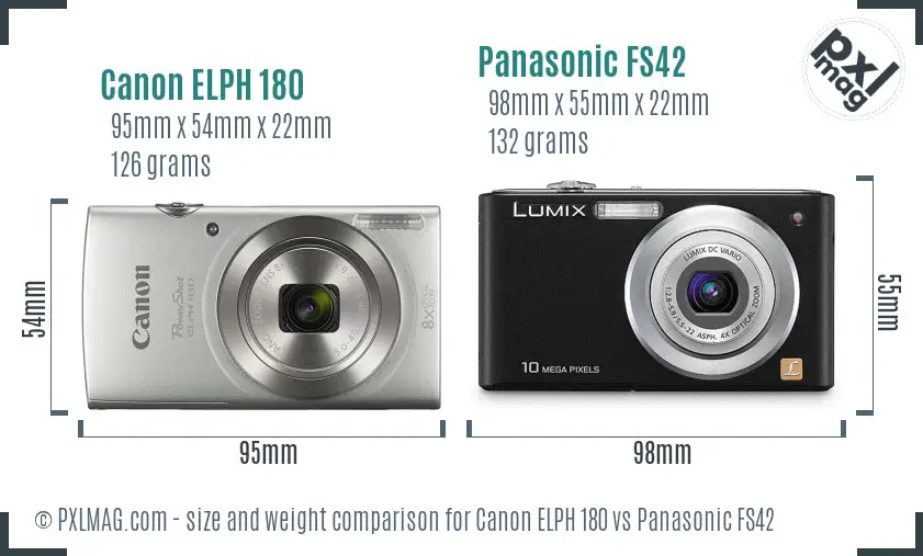 Canon ELPH 180 vs Panasonic FS42 size comparison