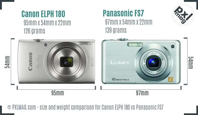 Canon ELPH 180 vs Panasonic FS7 size comparison Canon ELPH 180 vs Panasonic FS7 size comparison