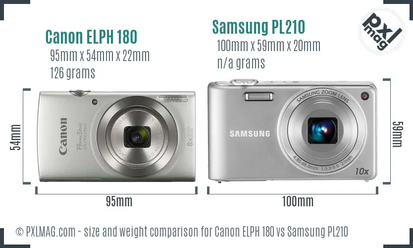 Canon ELPH 180 vs Samsung PL210 size comparison Canon ELPH 180 vs Samsung PL210 size comparison