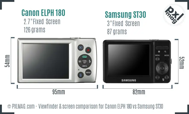 Canon ELPH 180 vs Samsung ST30 Screen and Viewfinder comparison