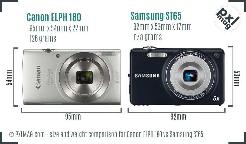 Canon ELPH 180 vs Samsung ST65 size comparison