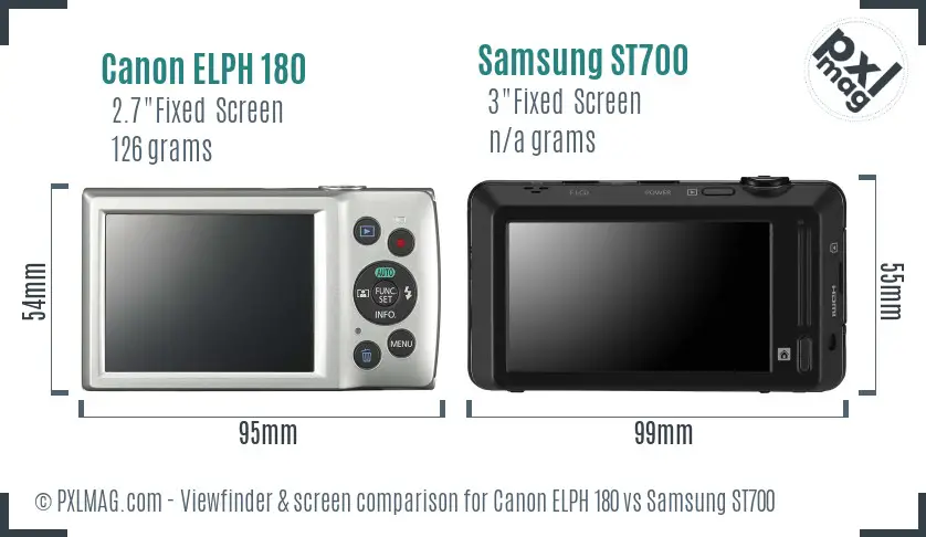 Canon ELPH 180 vs Samsung ST700 Screen and Viewfinder comparison