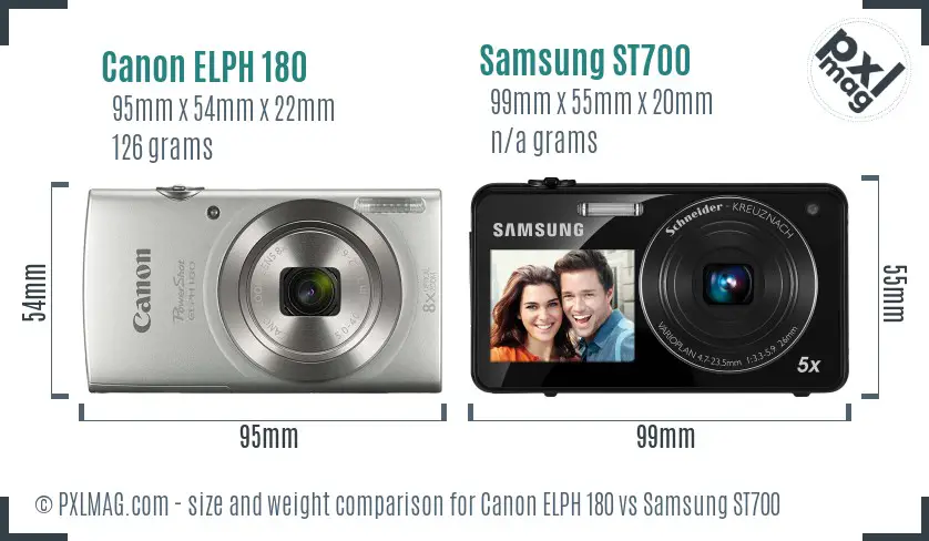 Canon ELPH 180 vs Samsung ST700 size comparison