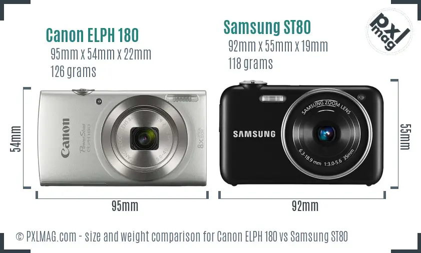 Canon ELPH 180 vs Samsung ST80 size comparison