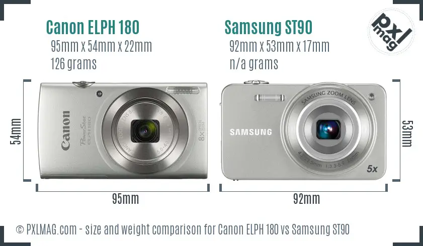 Canon ELPH 180 vs Samsung ST90 size comparison Canon ELPH 180 vs Samsung ST90 size comparison