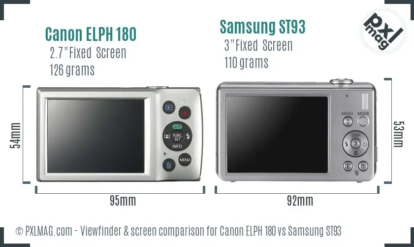 Canon ELPH 180 vs Samsung ST93 Screen and Viewfinder comparison