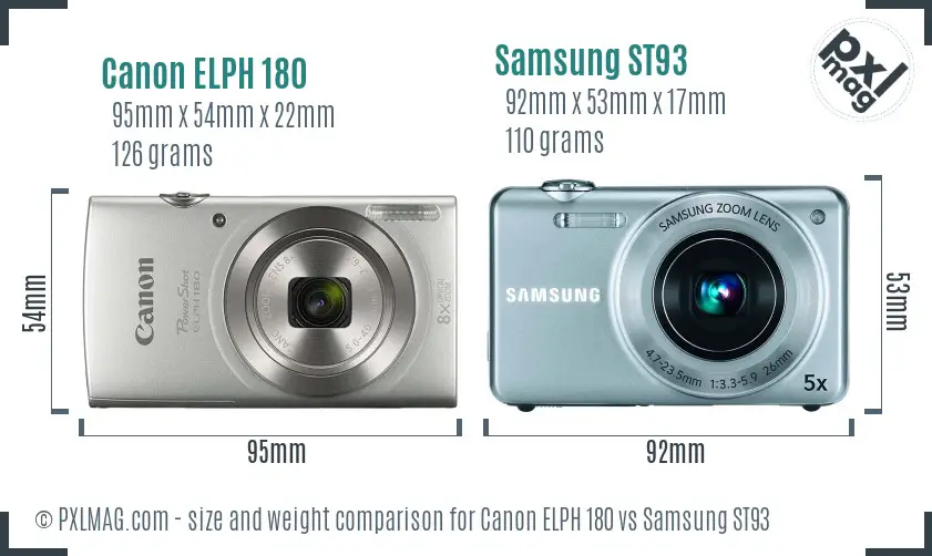 Canon ELPH 180 vs Samsung ST93 size comparison