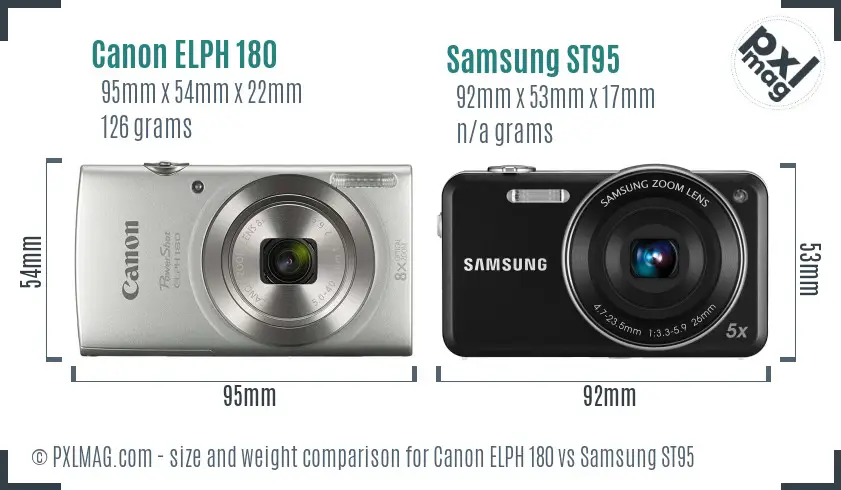 Canon ELPH 180 vs Samsung ST95 size comparison