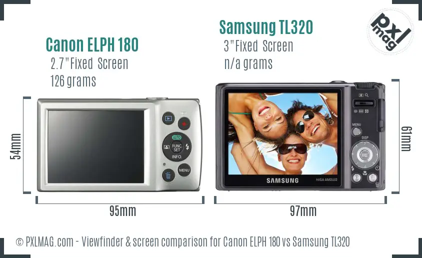 Canon ELPH 180 vs Samsung TL320 Screen and Viewfinder comparison