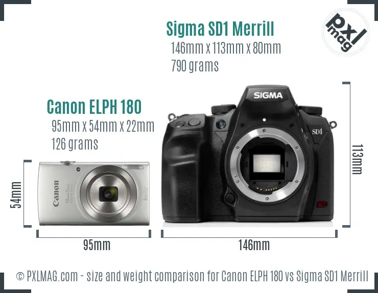 Canon ELPH 180 vs Sigma SD1 Merrill size comparison