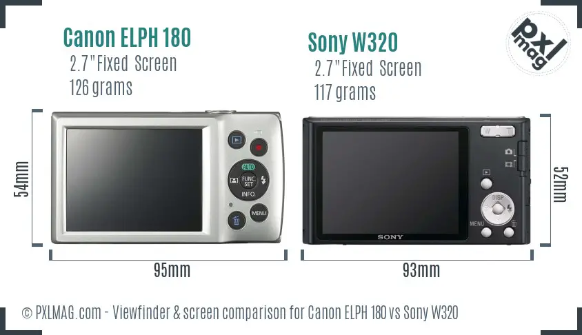 Canon ELPH 180 vs Sony W320 Screen and Viewfinder comparison