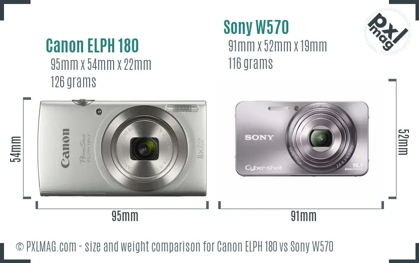 Canon ELPH 180 vs Sony W570 size comparison Canon ELPH 180 vs Sony W570 size comparison