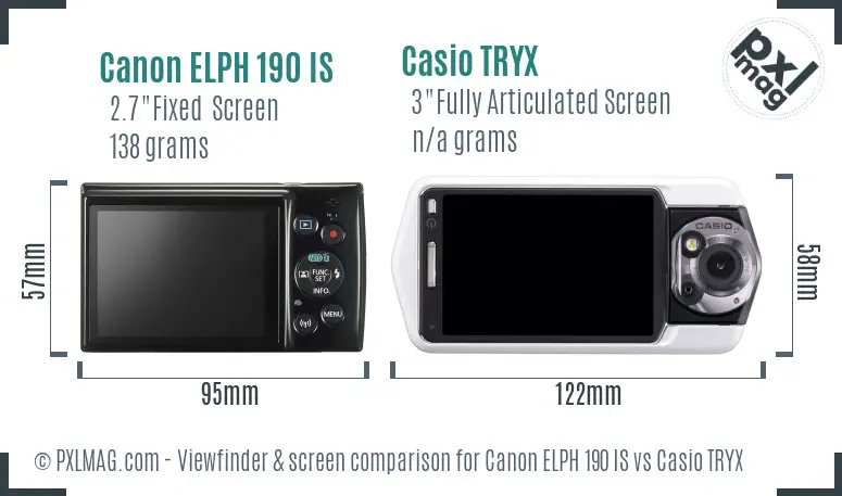 Canon ELPH 190 IS vs Casio TRYX Screen and Viewfinder comparison